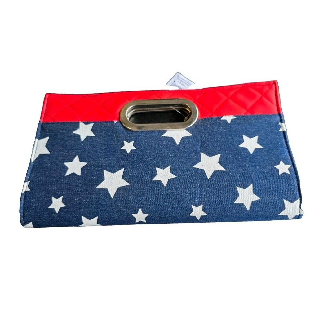 Citi Trends Large Patriotic US Flag Clutch Purse Red, White, Blue W Stars